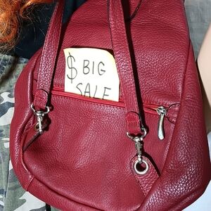 Elegant Red Leather Handbag / Backpack